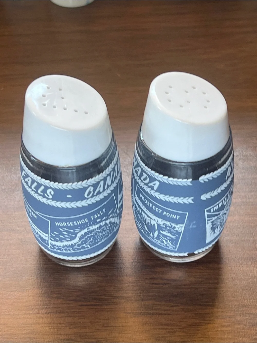 Vintage 1970s Niagara Falls Glass Salt and Pepper Shakers